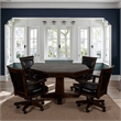 Pemberly Row Dining Table with 53 Inch Reversible Game Octagonal Top Dark Brown