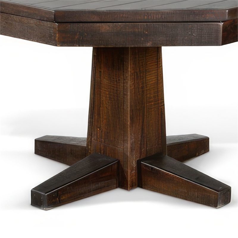 Pemberly Row Dining Table with 53 Inch Reversible Game Octagonal Top Dark Brown