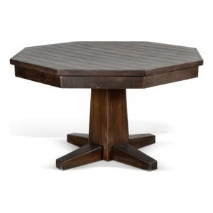 Pemberly Row Dining Table with 53 Inch Reversible Game Octagonal Top Dark Brown