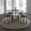 Pemberly Row Counter Pub Dining Table Gray Barrel Base with Lazy Susan 54 Inch