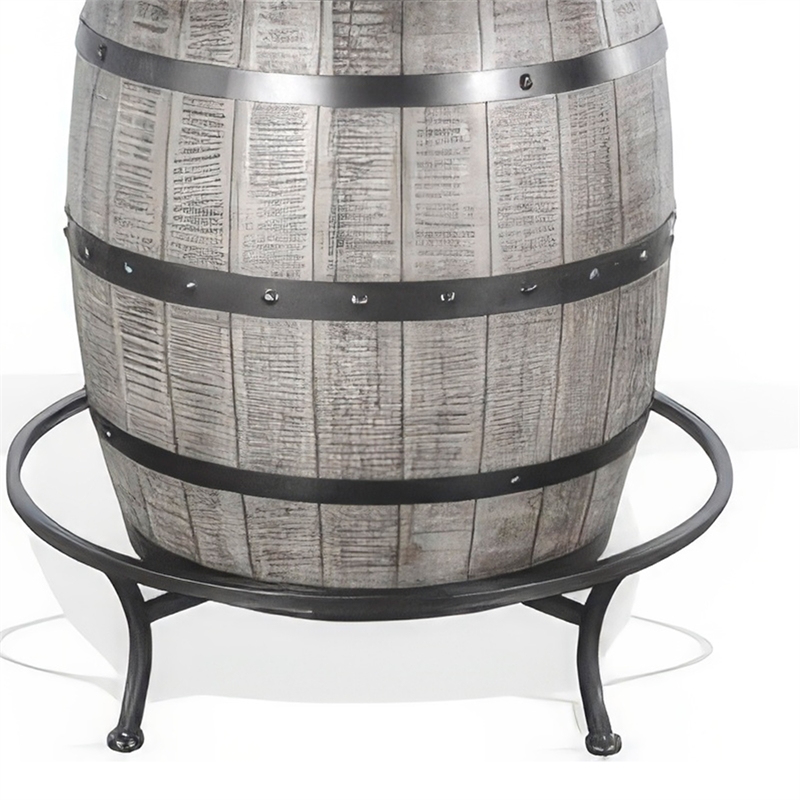 Pemberly Row Counter Pub Dining Table Gray Barrel Base with Lazy Susan 54 Inch
