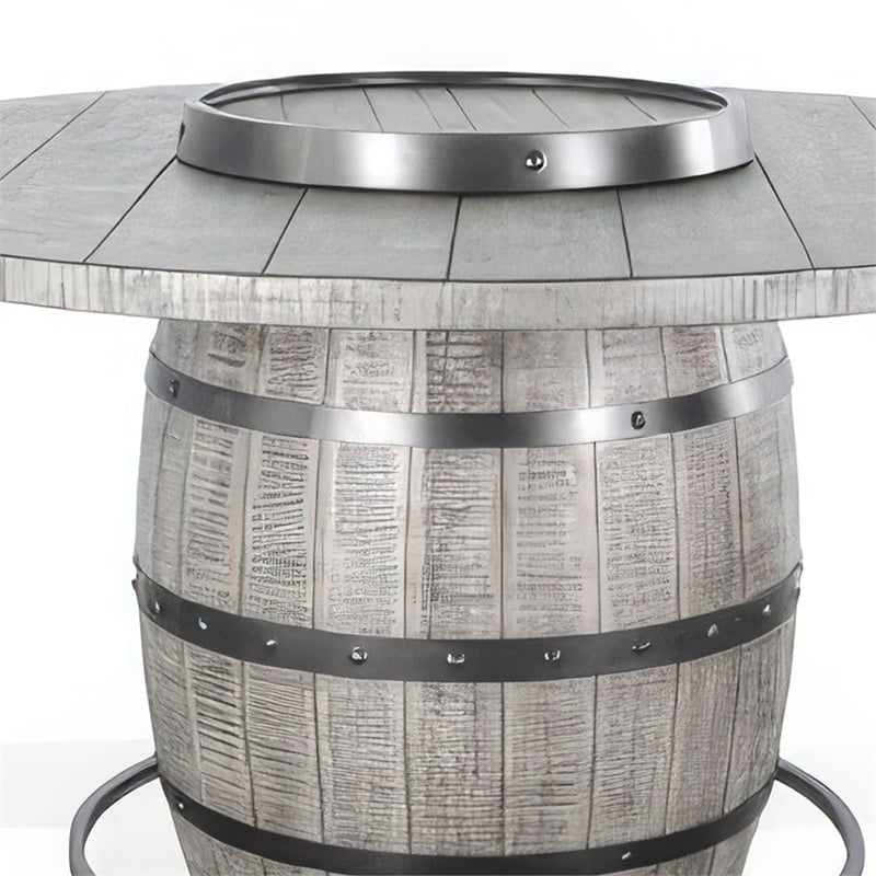 Pemberly Row Counter Pub Dining Table Gray Barrel Base with Lazy Susan 54 Inch