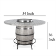 Pemberly Row Counter Pub Dining Table Gray Barrel Base with Lazy Susan 54 Inch
