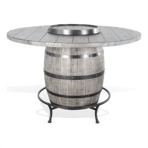 Pemberly Row Counter Pub Dining Table Gray Barrel Base with Lazy Susan 54 Inch
