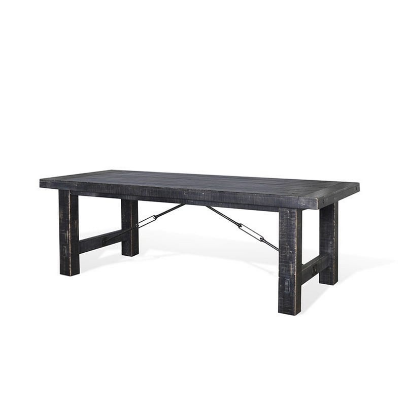 Pemberly Row Dining Table 2 Extension Leaves 86 to 122 Inch Black Mahogany Wood