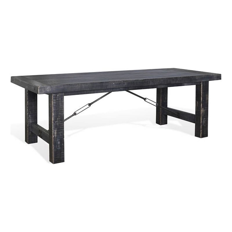 Pemberly Row Dining Table 2 Extension Leaves 86 to 122 Inch Black Mahogany Wood