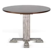 Pemberly Row Dining Table 40 Inch Brown Round Top with Drop Leaves Rustic Gray