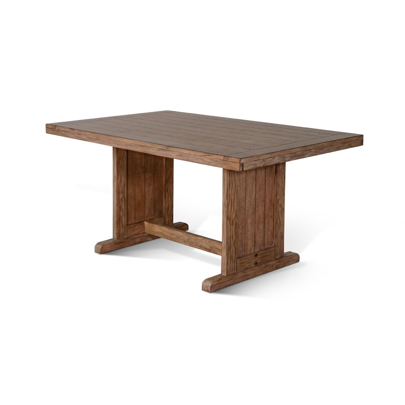 Pemberly Row Dining Table 60 Inch Rectangular Plank Top Light Brown Mahogany