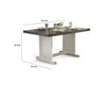 Pemberly Row Dining Table 60 Inch Rectangular Plank Top in Off White and Brown