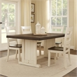 Pemberly Row Dining Table 60 Inch Rectangular Plank Top in Off White and Brown