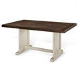 Pemberly Row Dining Table 60 Inch Rectangular Plank Top in Off White and Brown