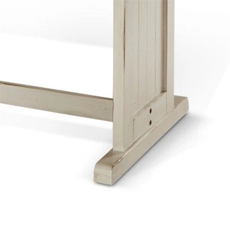 Pemberly Row Dining Table 60 Inch Rectangular Plank Top in Off White and Brown