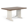 Pemberly Row Dining Table 60 Inch Rectangular Plank Top in Off White and Brown