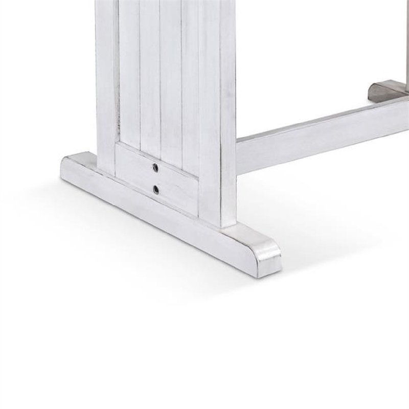 Pemberly Row Dining Table 60 Inch Rectangular Plank Top in Off White Wood