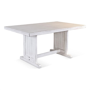 Pemberly Row Dining Table 60 Inch Rectangular Plank Top in Off White Wood