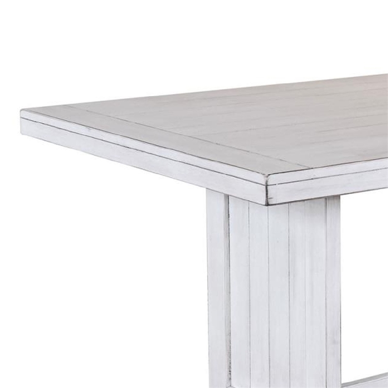 Pemberly Row Dining Table 60 Inch Rectangular Plank Top in Off White Wood