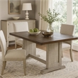 Pemberly Row Dining Table 60 Inch Rectangular Plank Top in Dark Brown and Gray