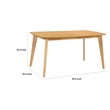 Pemberly Row Dining Table Tapered Legs Natural Oak Wood Rectangular 60 Inch