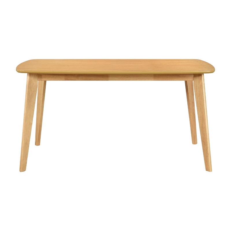 Pemberly Row Dining Table Tapered Legs Natural Oak Wood Rectangular 60 Inch