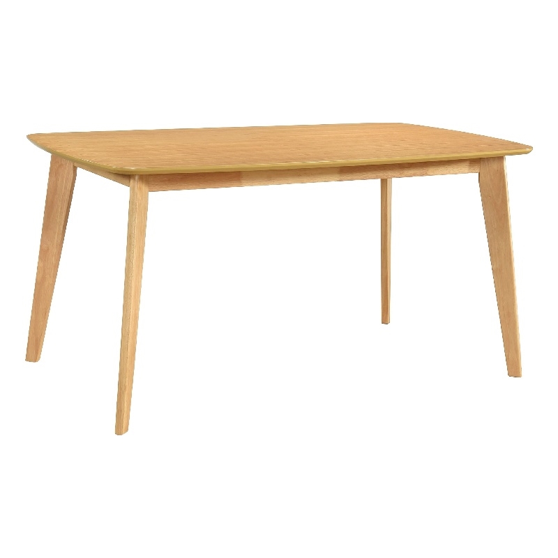 Pemberly Row Dining Table Tapered Legs Natural Oak Wood Rectangular 60 Inch