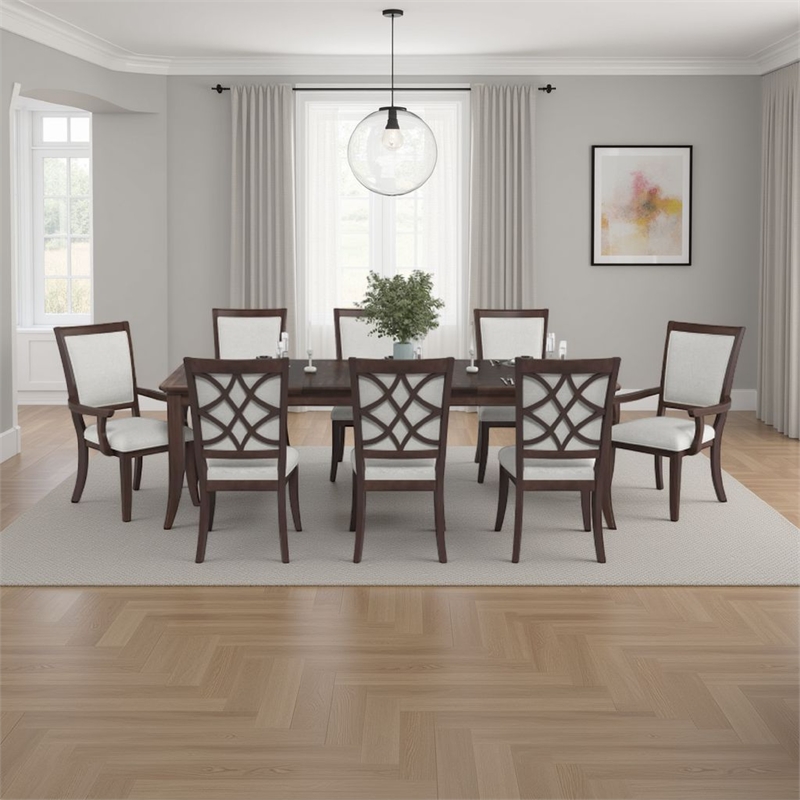 Pemberly Row Dining Table with Extension Leaf Cherry Birch Wood 78 to 96 Inch