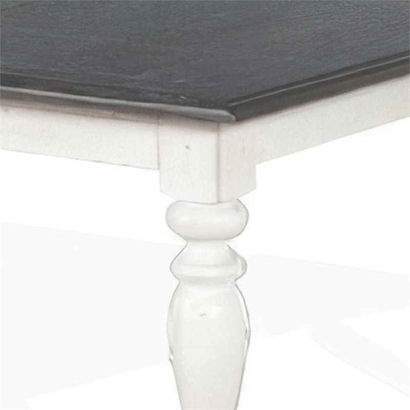 Pemberly Row Dining Table in White Mindi Wood Extendable 60 to 84 Inch