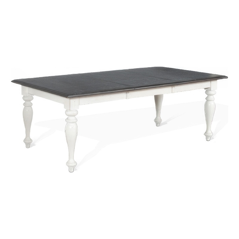 Pemberly Row Dining Table in White Mindi Wood Extendable 60 to 84 Inch