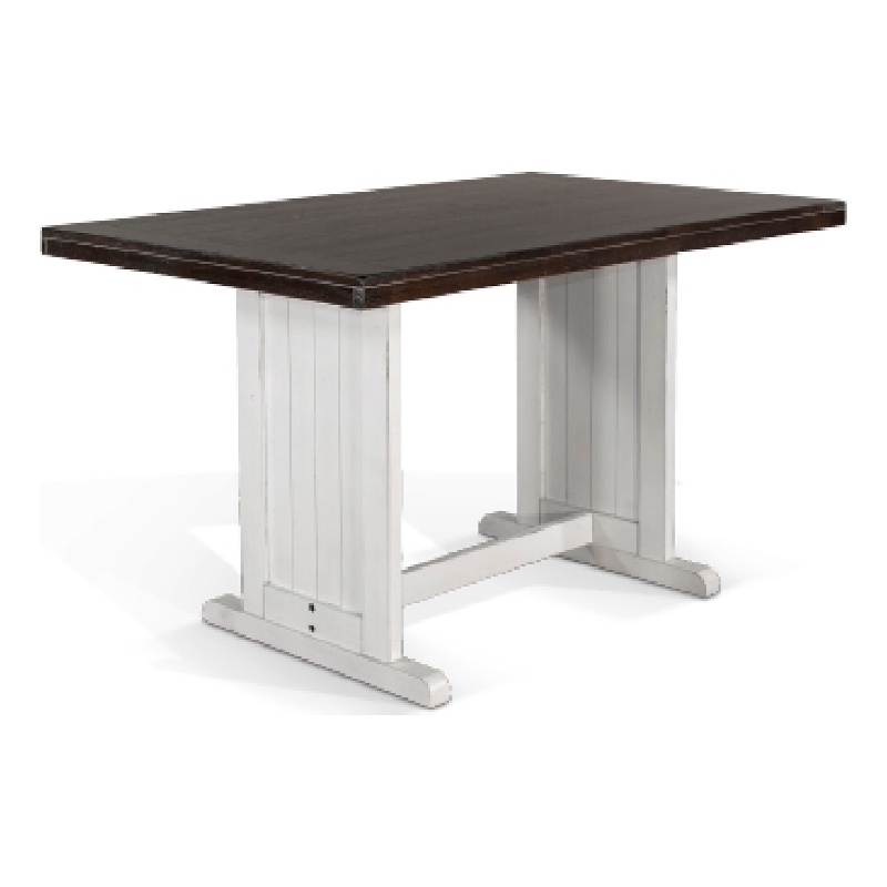 Pemberly Row Counter Height Dining Table 60 Inch Rectangular in Off White Brown