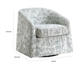 Pemberly Row Swivel Armchair in Green Jacquard Fabric Curved Foam Cushions