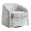 Pemberly Row Swivel Armchair in Green Jacquard Fabric Curved Foam Cushions
