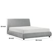Pemberly Row Queen Platform Bed Low Profile in Gray Chenille Fabric Upholstery