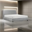 Pemberly Row Queen Platform Bed Low Profile in Gray Chenille Fabric Upholstery