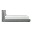 Pemberly Row Queen Platform Bed Low Profile in Gray Chenille Fabric Upholstery