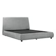 Pemberly Row Queen Platform Bed Low Profile in Gray Chenille Fabric Upholstery