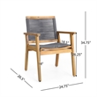 Pemberly Row Outdoor Dining Chair Set of 2 35 Inch Gray Woven Brown Acacia Wood