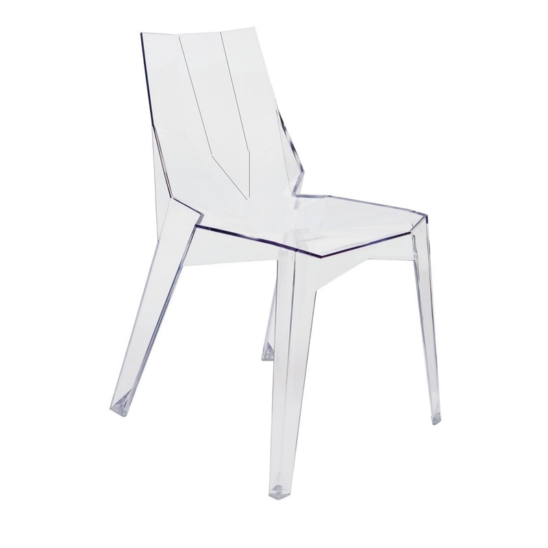 Pemberly Row Outdoor Dining Chair Set of 4 Geometric Design Transparent Clear