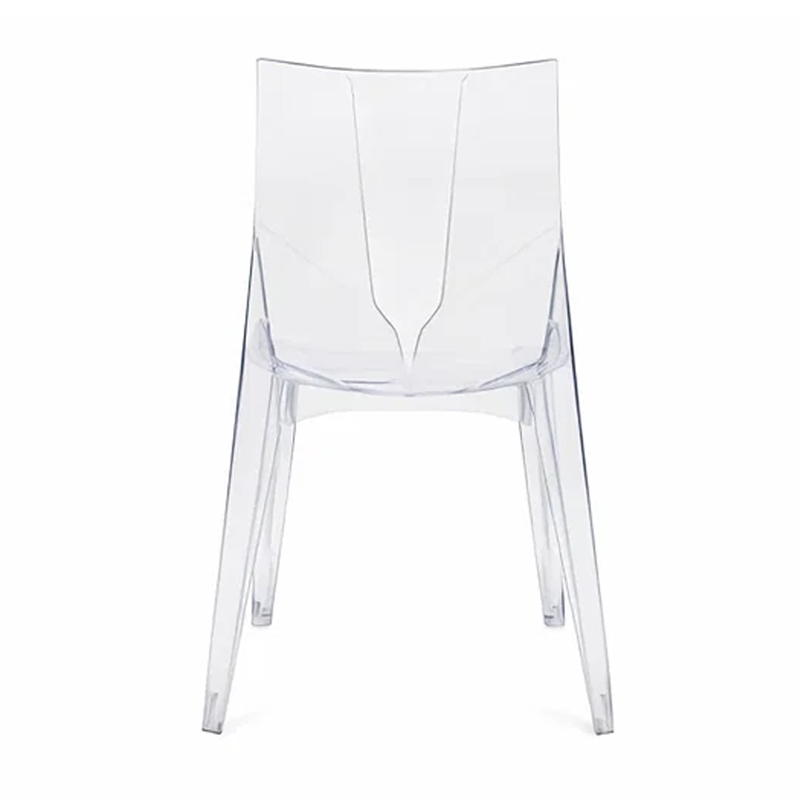 Pemberly Row Outdoor Dining Chair Set of 4 Geometric Design Transparent Clear