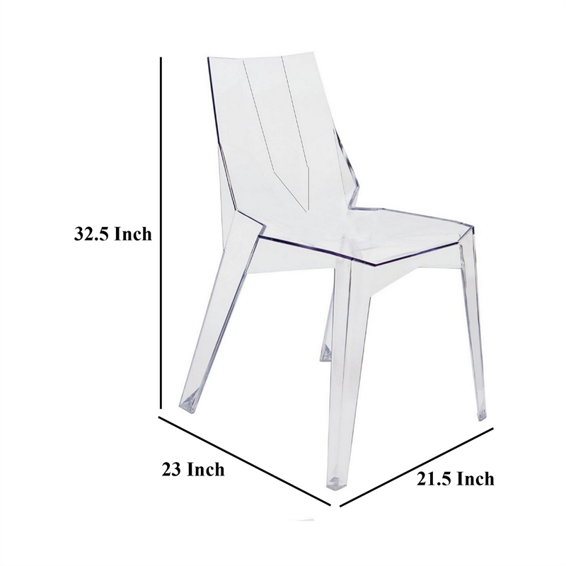 Pemberly Row Outdoor Dining Chair Set of 4 Geometric Design Transparent Clear