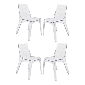 Pemberly Row Outdoor Dining Chair Set of 4 Geometric Design Transparent Clear