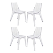 Pemberly Row Outdoor Dining Chair Set of 4 Geometric Design Transparent Clear