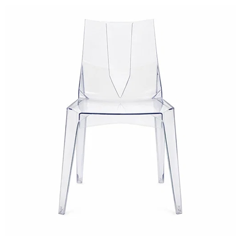 Pemberly Row Outdoor Dining Chair Set of 4 Geometric Design Transparent Clear
