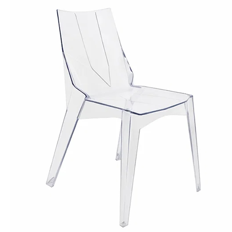 Pemberly Row Outdoor Dining Chair Set of 4 Geometric Design Transparent Clear
