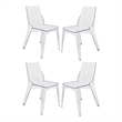 Pemberly Row Outdoor Dining Chair Set of 4 Geometric Design Transparent Clear