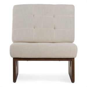 Pemberly Row 27&quot Chair Cushioned Tufted Back Open Panel Frame in Beige Brown