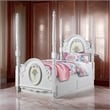 Pemberly Row Twin 4 Poster Princess Bed Classic Arched Headboard in White Wood