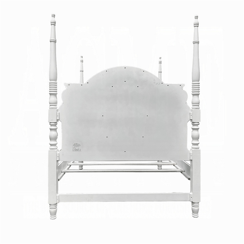 Pemberly Row Twin 4 Poster Princess Bed Classic Arched Headboard in White Wood