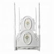 Pemberly Row Twin 4 Poster Princess Bed Classic Arched Headboard in White Wood