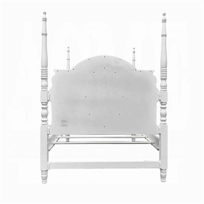 Pemberly Row Twin 4 Poster Princess Bed Classic Arched Headboard in White Wood