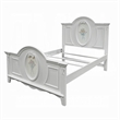 Pemberly Row Full Size Bed Floral Motifs Arched Headboard in Classic White Wood