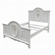 Pemberly Row Full Size Bed Floral Motifs Arched Headboard in Classic White Wood